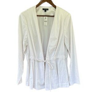 Lane Bryant Women’s Jacket Blazer White Linen Blend Lightweight Safari Sz 18